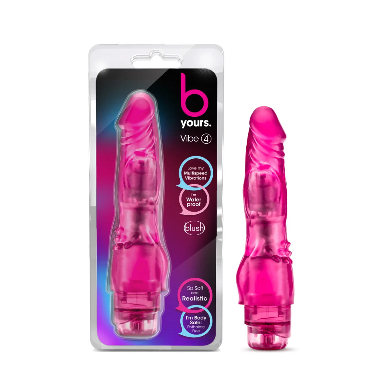 Vibrador forma de pene BL-10120 Vibe #4 - Pink - 8 pulgadas