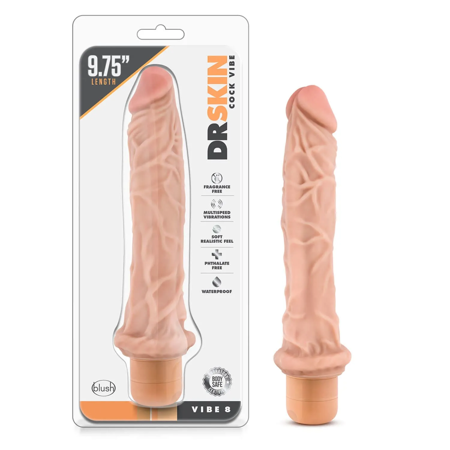 BL-11333 DR. SKIN - COCK VIBE 8 - 9.75 INCH VIBRATING COCK -BEIGE