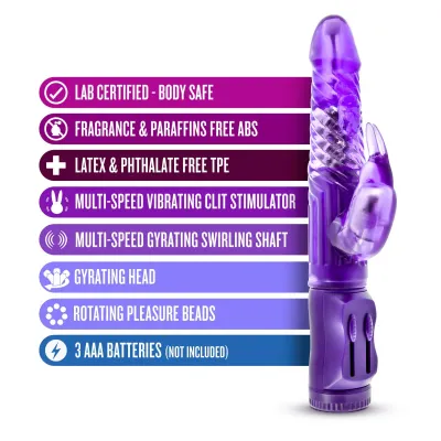 Vibrador con perlas Beginner´s Bunny Purple